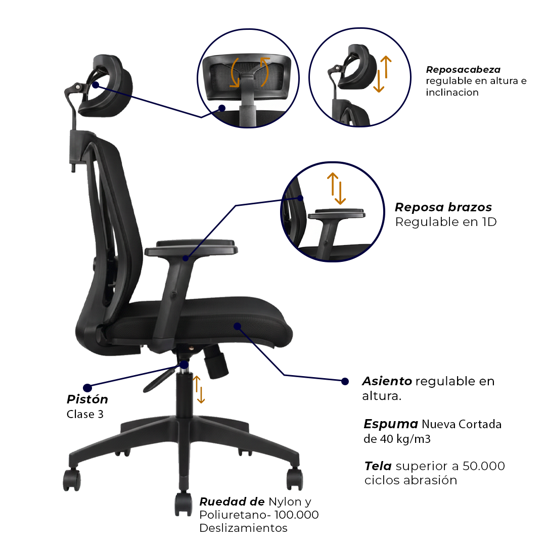 Sedia da ufficio - Jungle Managerial Black