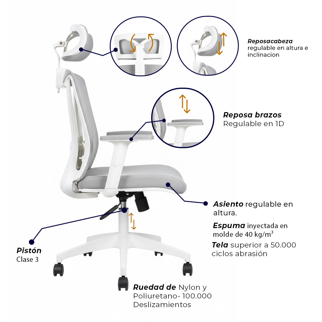 Silla de oficina - Jungle Gerencial Gris Claro