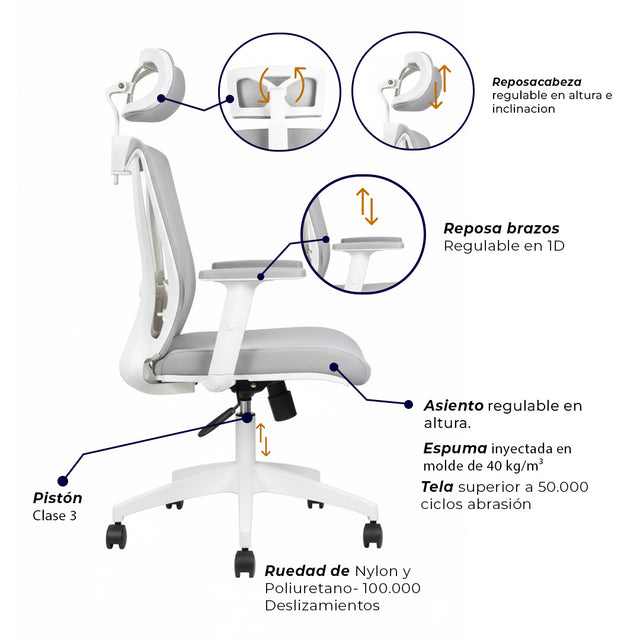 Silla de oficina - Jungle Gerencial Gris Claro
