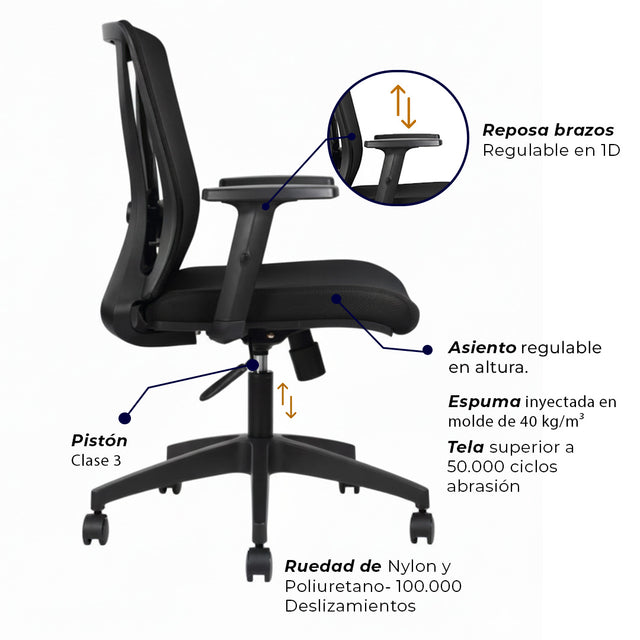 Silla de oficina - Jungle Operativa Black