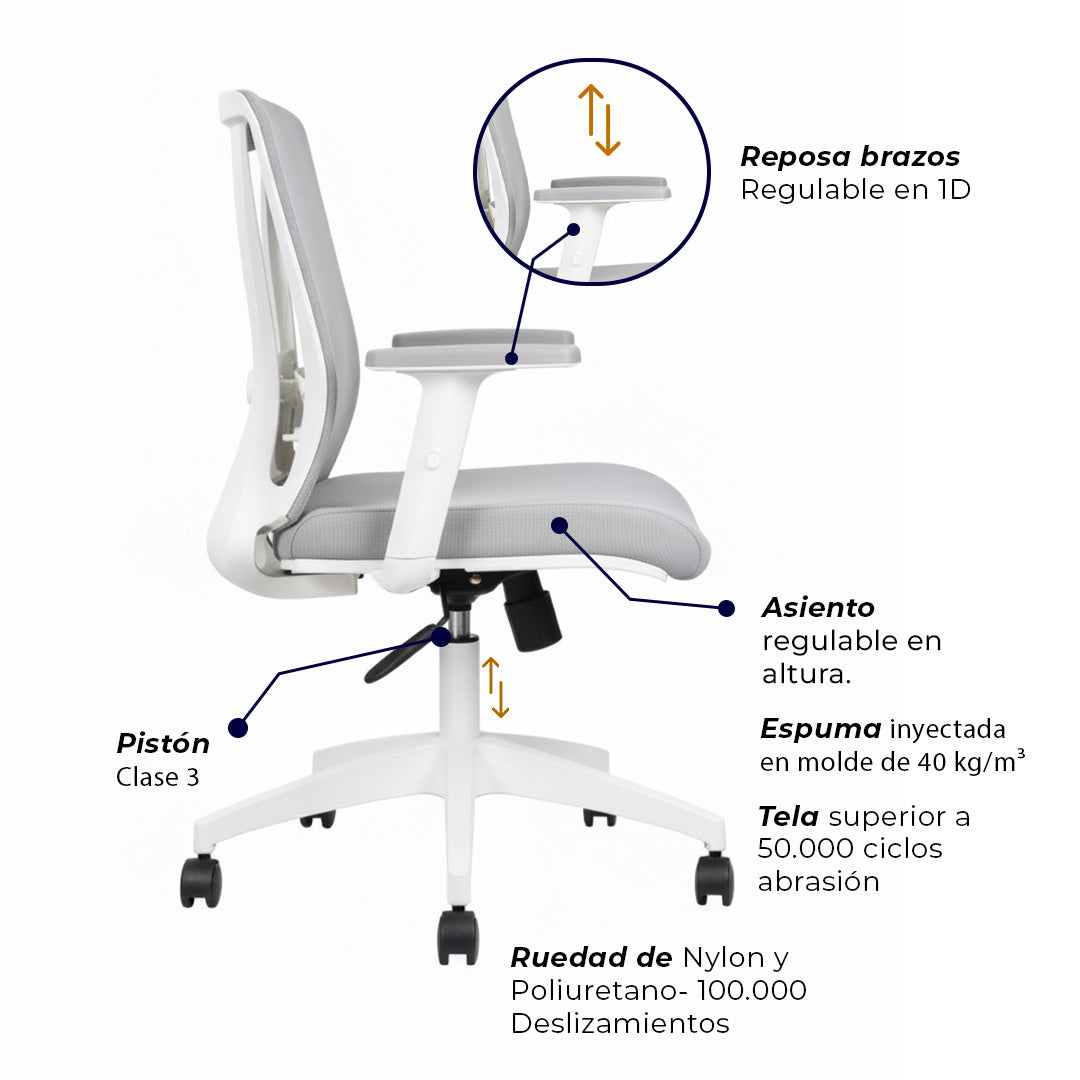 Silla de oficina - Jungle Operativa Gris claro