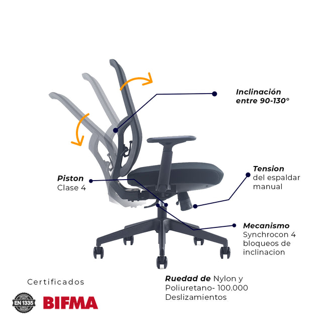 Sedia da ufficio - Nihmo 2 Operativa Nero