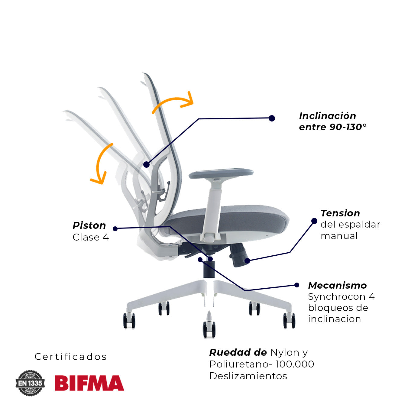 Silla de oficina - Nihmo 2 Operativa Gris claro