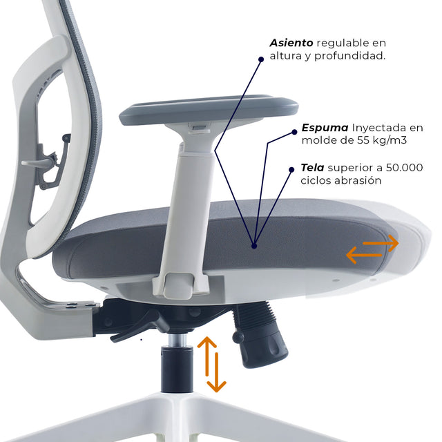Silla de oficina - Nihmo 2 Gerencial Gris claro