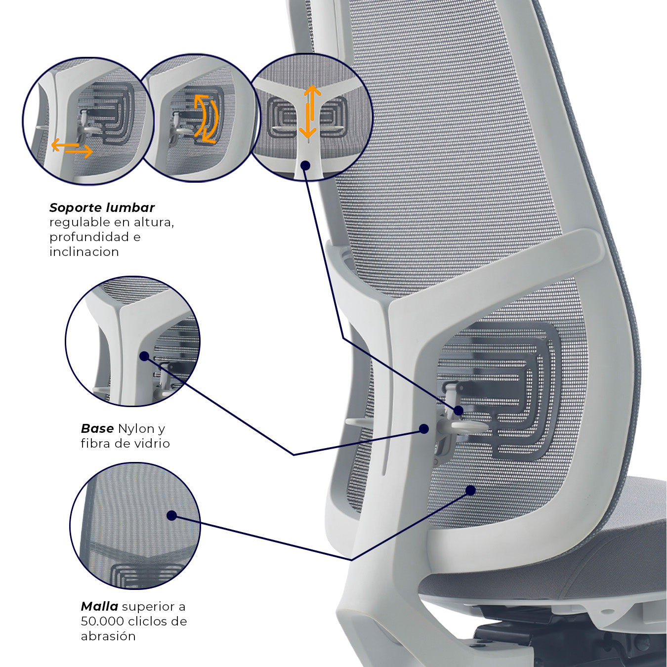 Silla de oficina - Nihmo 2 Gerencial Gris claro