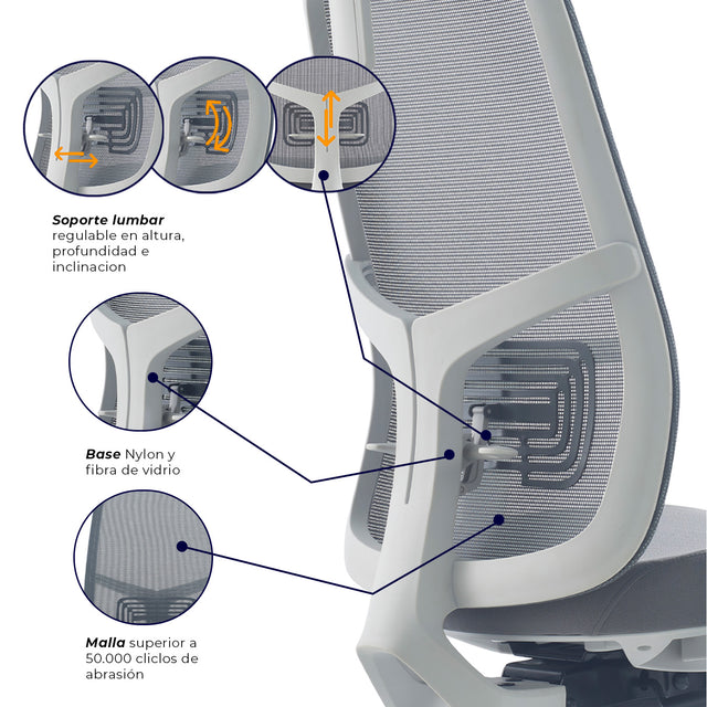 Silla de oficina - Nihmo 2 Gerencial Gris claro